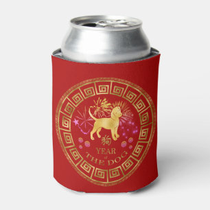Porta-lata Zodiac Dog Red/Dourado ID542 chinês