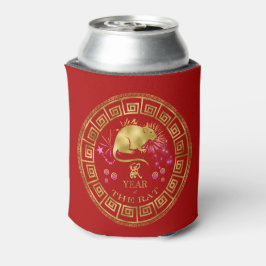 Porta-lata Zodiac Rat Red/Dourado ID542 chinês