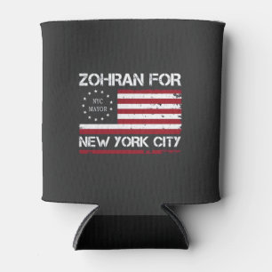 Porta-lata Zohran Mamdani para Prefeito de NYC com Bandeira d