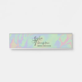 Porta Pastel Arco-Íris Holográfico Moderno - Placa de No
