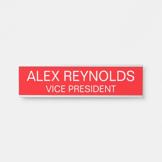 Porta Placa de Nome com Gravação Personalizada com Canto (Frente)