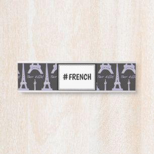Porta Placa de nome da Torre Eiffel Roxa