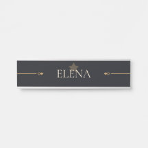 Placa de Nome de Entrada Personalizada Luxo Preto