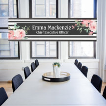 Placa de Nome Floral Moderna Personalizada para Po
