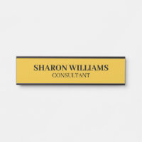 Placa de Nome Profissional Simples Amarelo