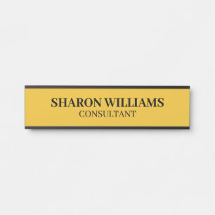 Porta Placa de Nome Profissional Simples Amarelo