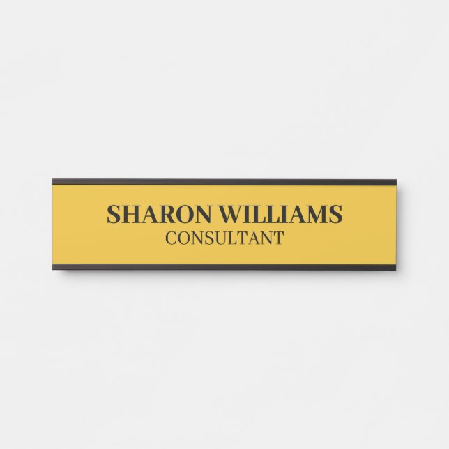 Porta Placa de Nome Profissional Simples Amarelo (Frente)