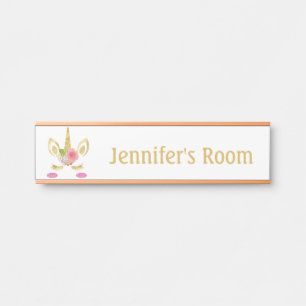 Porta Placa de Nome Quarto de Meninas Unicórnio para Por