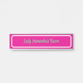 Porta Placa de Nomes Personalizados, Cor-de-Rosa e Branc