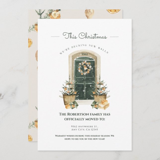 Porta Verde Chic Anúncio Sazonal de Nova Casa (Frente/Verso)