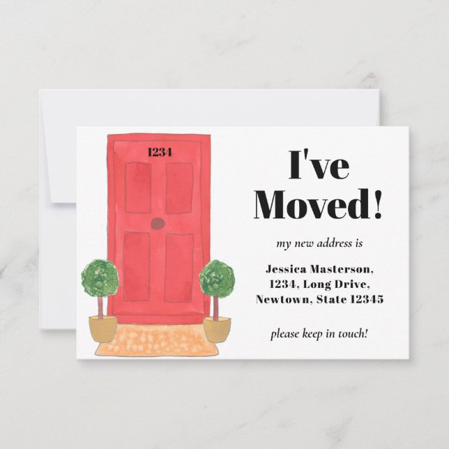 Porta Vermelha do Orçamento Eu Movi Mini Cartão de (Frente)