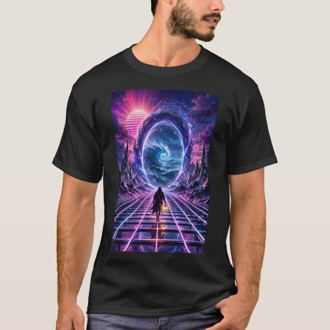 Portal Synthwave — Camisa Chrome Horizon (Frente)