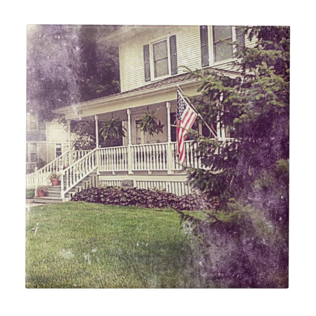 Portão frontal e bandeira americana (Frente)