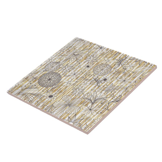 Portas Florais De Cinza Bonita Douradas Strips Des (Lateral)