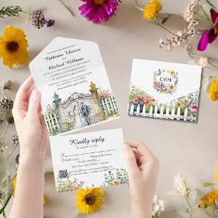 Porte de Jardim de Aquarela Flores Selvagens Códig