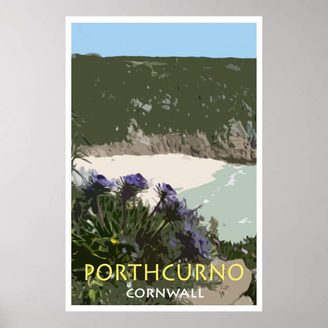 PORTHCURNO, CORNWALL Vintage Style Poster (Frente)