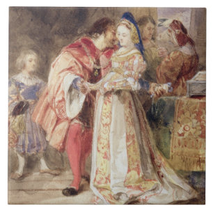 Portia e Bassanio, c.1826 (w/c, tinta marrom,