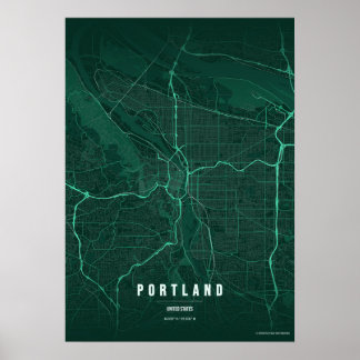 Portland Emerald Map Print Oregon Wallart Poster