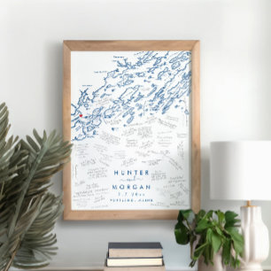 Portland Maine Wedding Modern Guest Book Poster