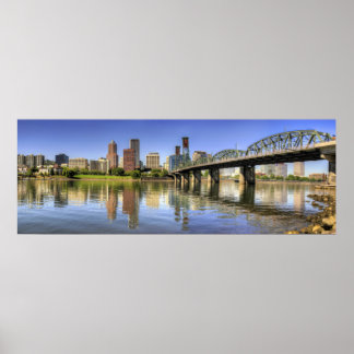 Portland Oregon Skyline Water Refletion Poster