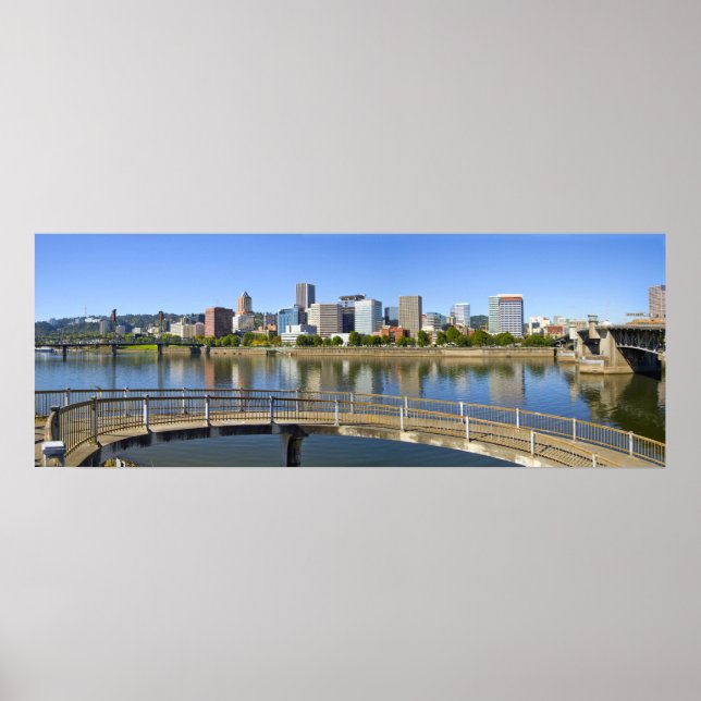 Portland Oregon Skyline Water Refletion Poster (Frente)