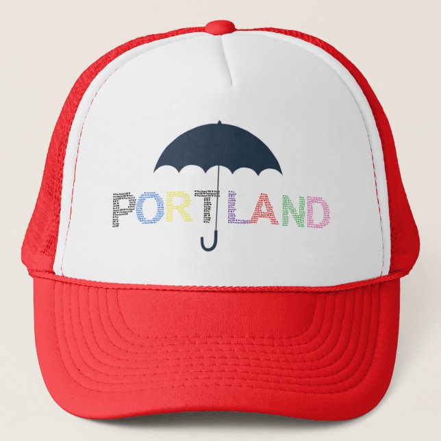 Portland Rain Weather Red Baseball Boné Hat (Frente)