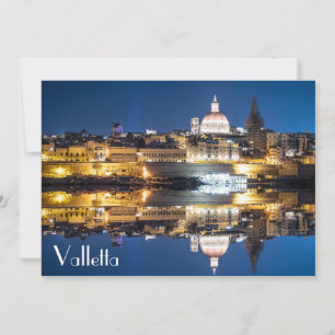 Porto da cidade de La Valetta à noite Cartão posta