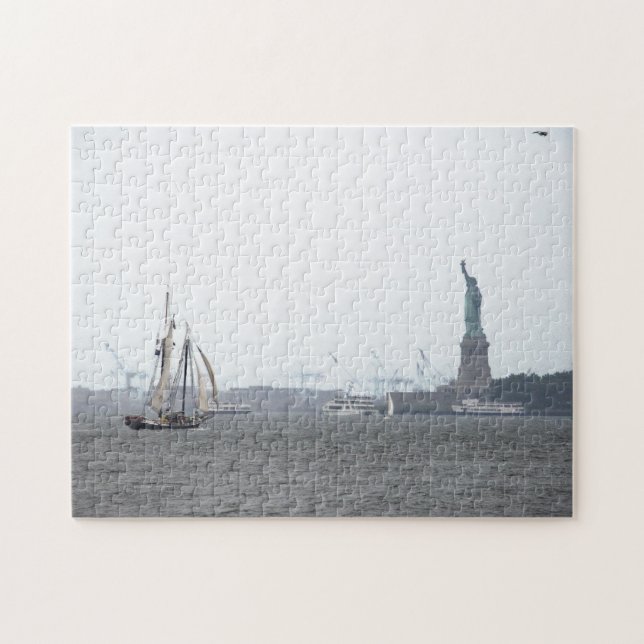 Porto de New York no quebra-cabeça da névoa (Horizontal)
