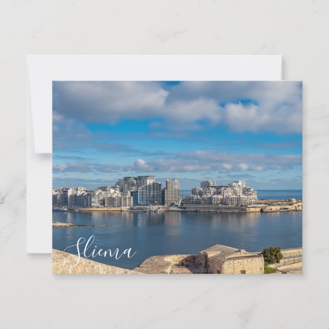 Porto de Sliema e arranha-céus em Malta (Frente)
