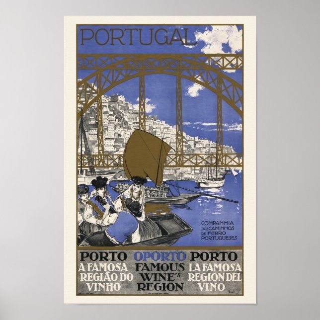 Porto Famoso Vinho Região de Portugal Poster vinta (Frente)