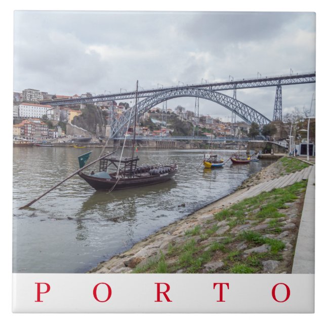 Porto Luis I Bridge vê azulejo cerâmico (Frente)