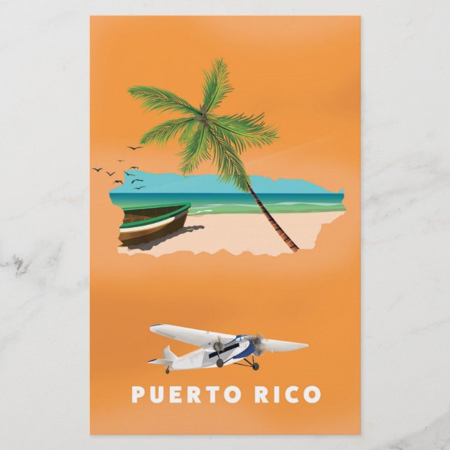 Porto Rico ilustrou o poster de viagens do mapa. (Frente)