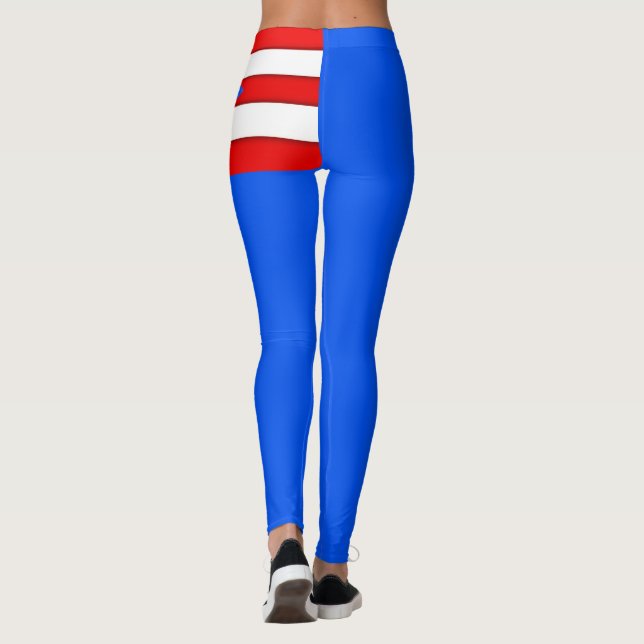 Porto Rico Sinalizador Leggings Vermelho Azul (Verso)