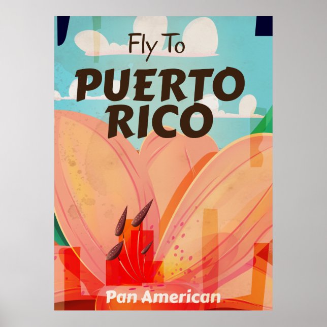 Porto Rico Vintage Flower Poster de viagens (Frente)