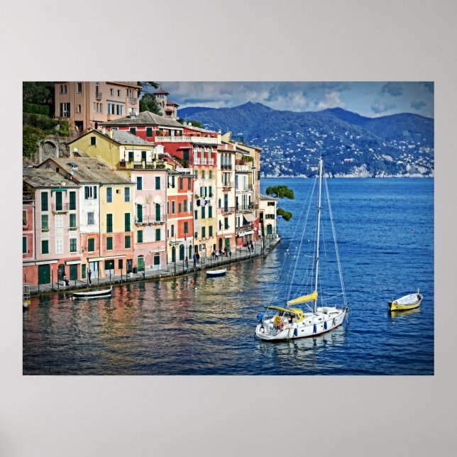 Portofino à vela e Poster da Riviera italiana (Frente)