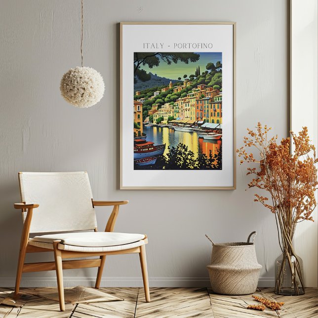 Portofino Itália Impressão de Arte Cênica (Portofino Italy Scenic Art Print Poster Mockup 1)