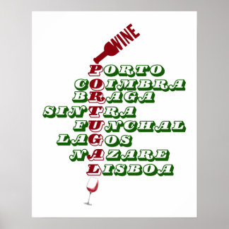Portugal Green Red Wine Art Poster
