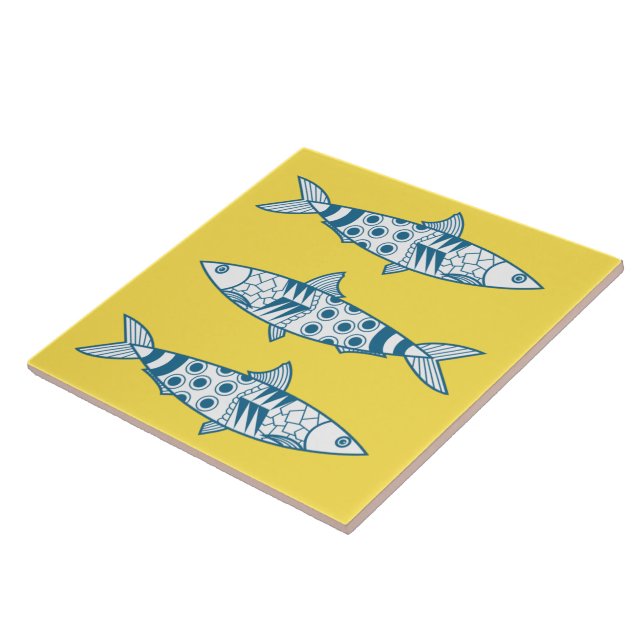 Português Lisboa Sardinha Padrão Azulejos Amarelo (Lateral)