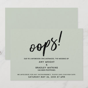 Pós-castigo Humoroso "Oops"! Cartão Verde Sage