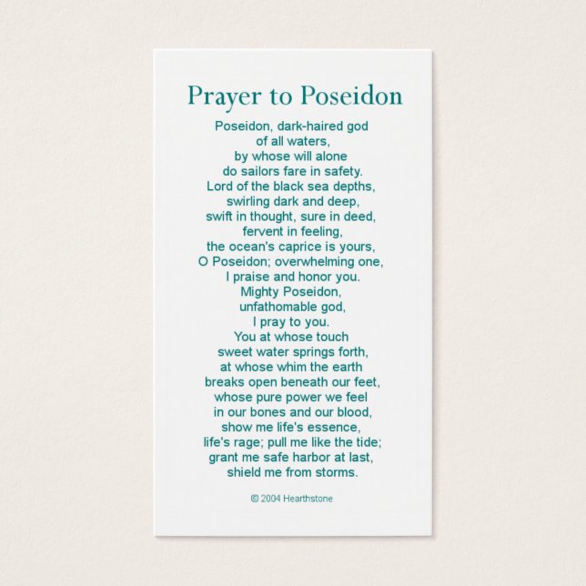 Poseidon Prayer Card (Frente)