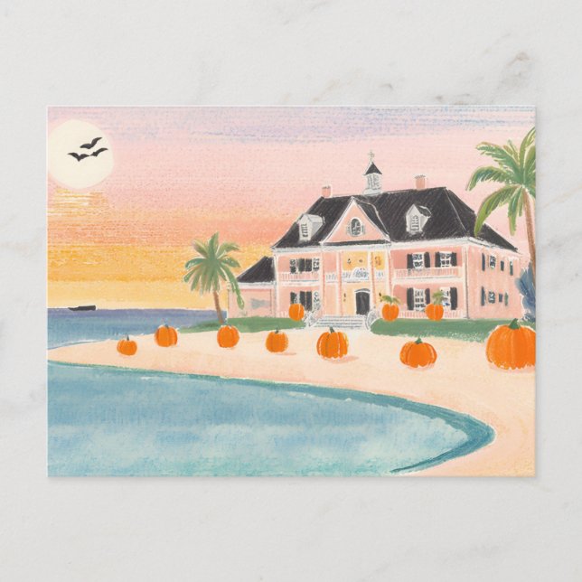 Posh Pink Beach House no Halloween - Cartão postal (Frente)