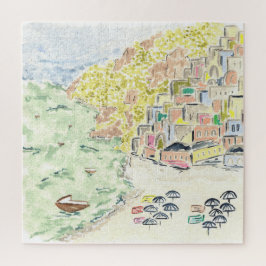 Positano Itália Watercolor Quebra-cabeça