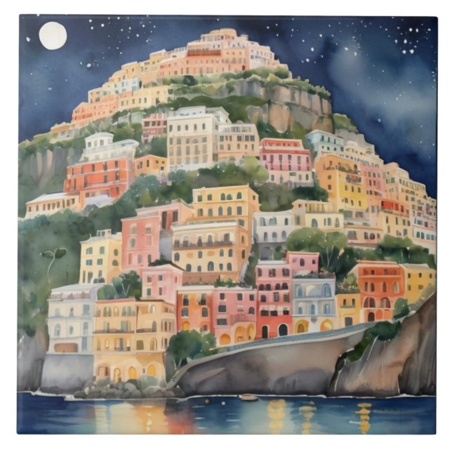 Positano Night, Itália, Costeira Italiana (Frente)