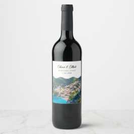 Positano Wedding Favor Rótulo de Vinho Personaliza