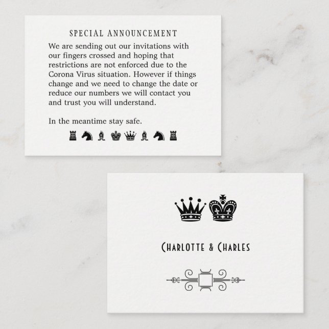 Possível Anúncio De Mudança De Data De Casamento (Frente/Verso)