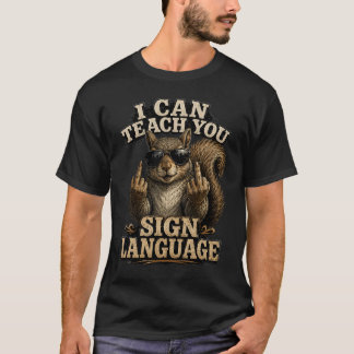 Posso te ensinar camiseta de esquilo engraçado em