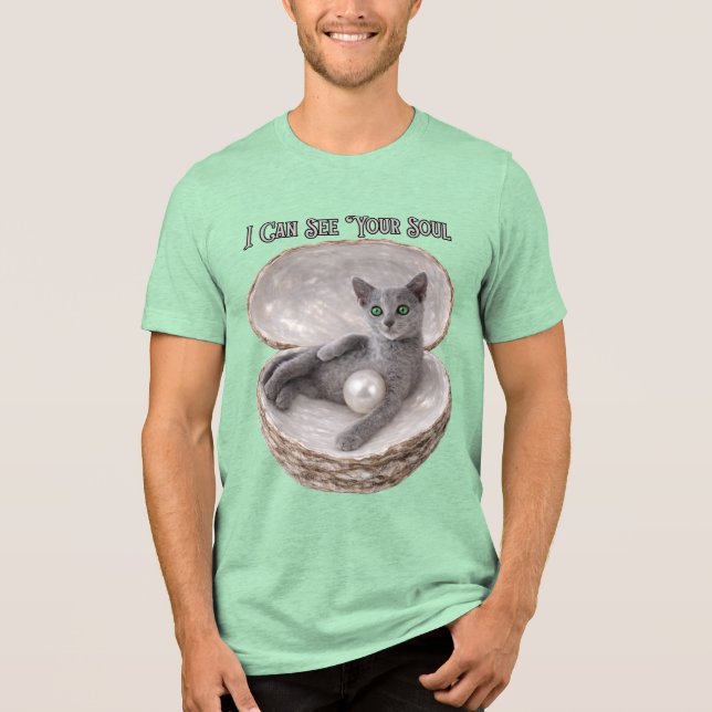 Posso Ver a Sua Alma Design Divertido de Gato Russ (Frente)