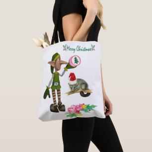 Possum Feliz Natal Mulher Tote Bags Elf