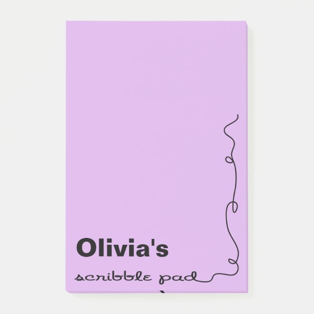 Post-it Nome Personalizado Bloco de Escribble Roxo (Frente)