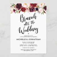 Posta Floral Burgundy Convite para Casamento Brunc